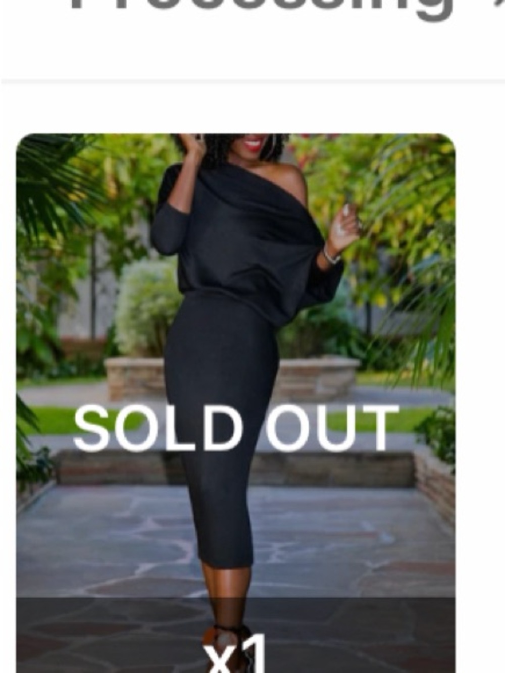 Koandaily Off-Shoulder Black Midi Dress Size 2X